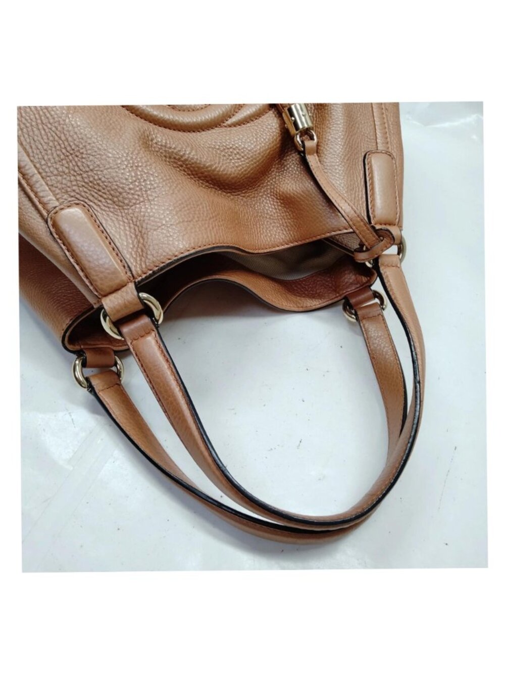 Authentic Gucci Soho Metallic Rose Gold Leather Tote Bag Tassel Shoulder Bag - Picture 8 of 16